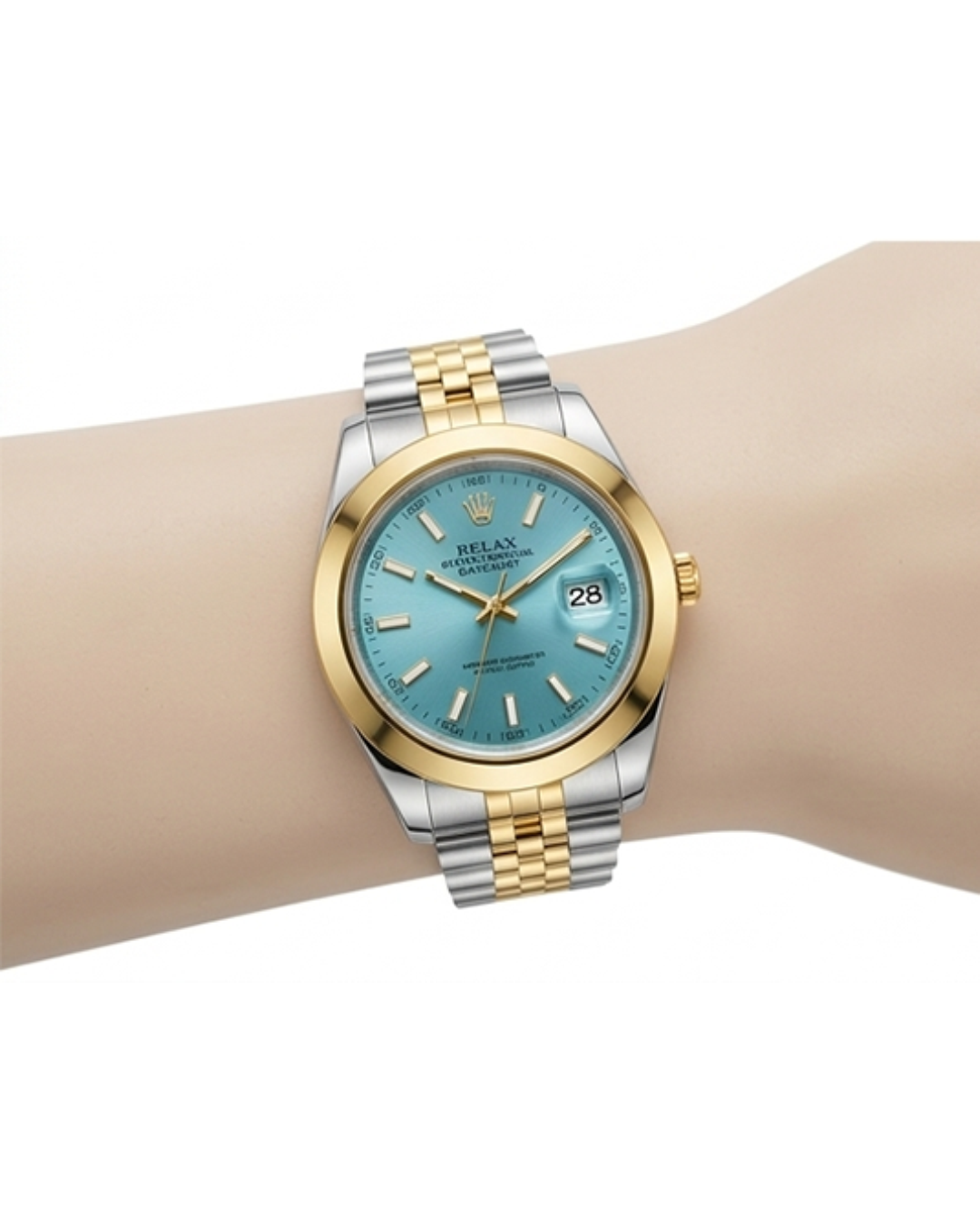 Rolex Blue Dial Silver & Gold Plated Watch